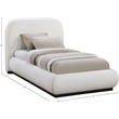 Pemberly Row Contemporary Cream Linen Textured Fabric Twin Bed