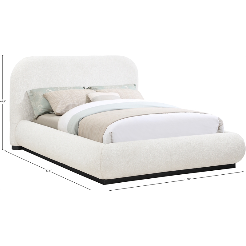 Pemberly Row Modern / Contemporary Cream Boucle Fabric Full Bed