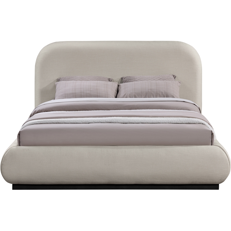 Pemberly Row Modern / Contemporary Beige Soft Fabric Queen Bed