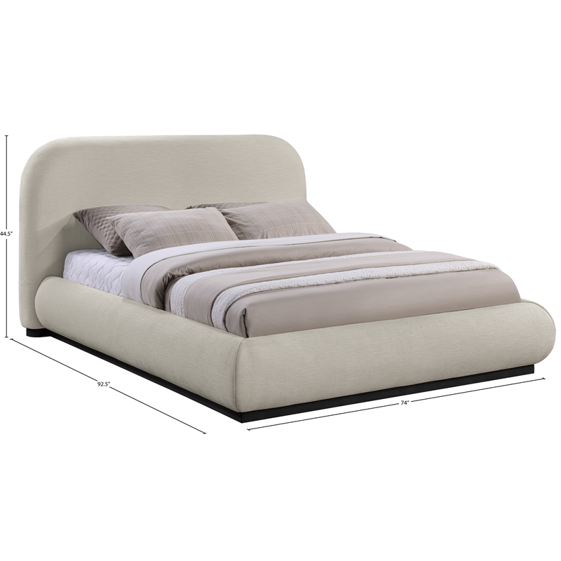 Pemberly Row Modern / Contemporary Beige Soft Fabric Queen Bed