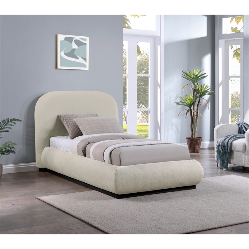 Pemberly Row Modern / Contemporary Beige Soft Fabric Twin Bed