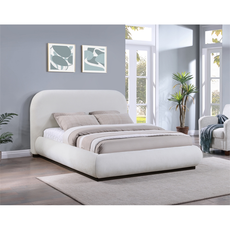Pemberly Row Modern / Contemporary Cream Soft Fabric Full Bed