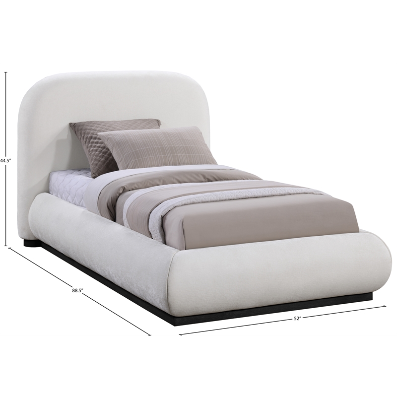 Pemberly Row Modern / Contemporary Cream Soft Fabric Twin Bed