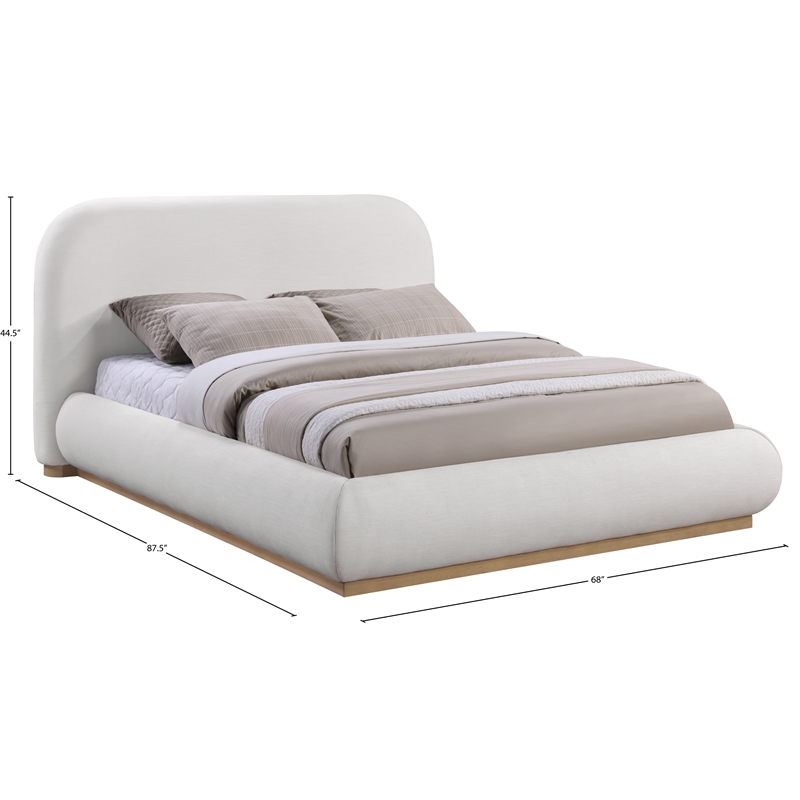 Pemberly Row Contemporary Cream Linen Textured Fabric Full Bed
