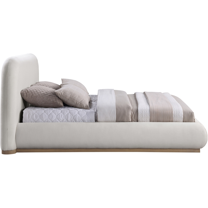 Pemberly Row Contemporary Cream Linen Textured Fabric Full Bed