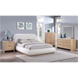 Pemberly Row Contemporary Cream Linen Textured Fabric Full Bed