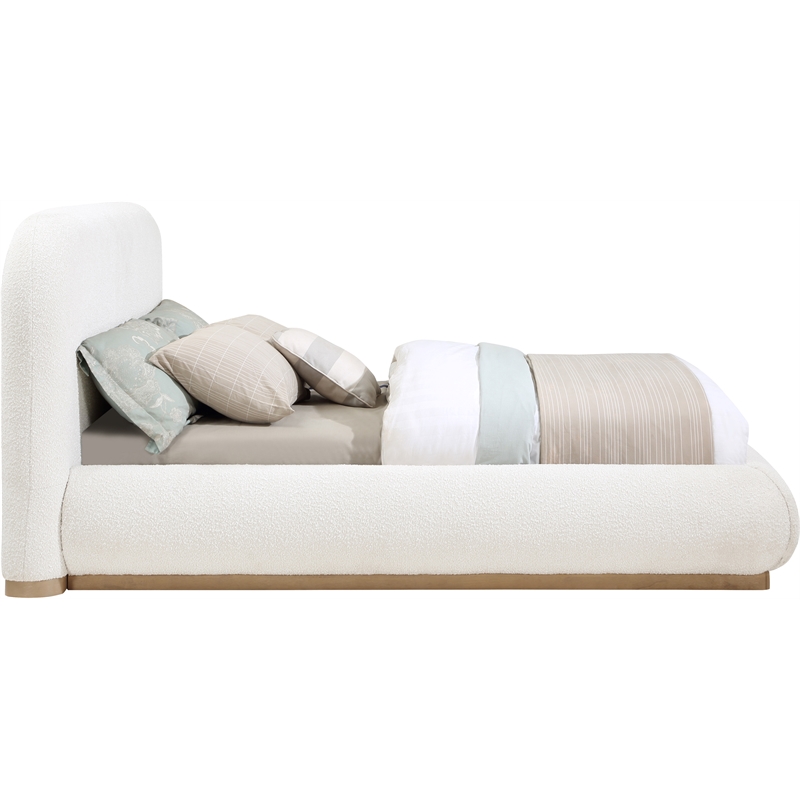 Pemberly Row Modern / Contemporary Cream Boucle Fabric Full Bed
