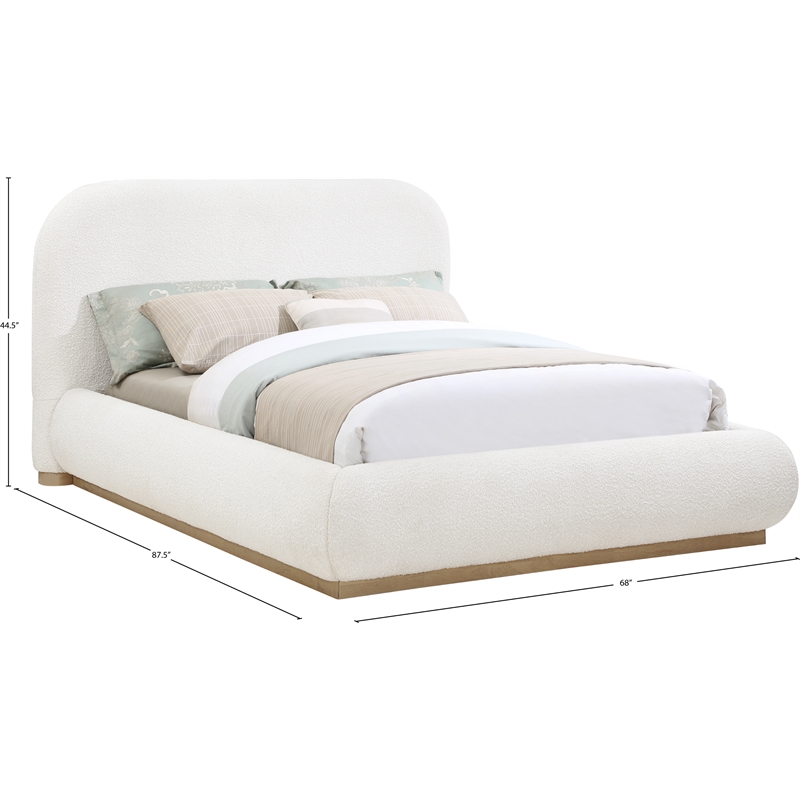 Pemberly Row Modern / Contemporary Cream Boucle Fabric Full Bed