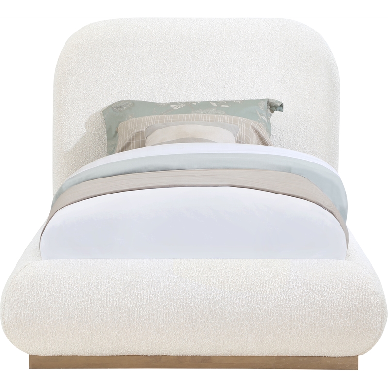 Pemberly Row Modern / Contemporary Cream Boucle Fabric Twin Bed