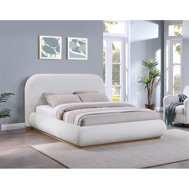 Pemberly Row Modern / Contemporary Cream Soft Fabric Full Bed