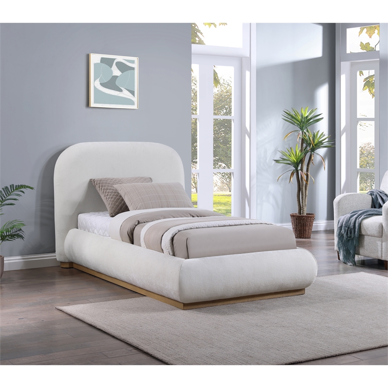 Pemberley Row Soft Fabric Cream Twin Bed Rectangular Contemporary 52