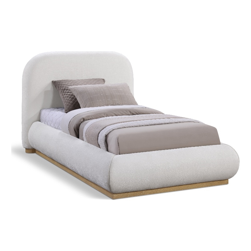 Pemberley Row Soft Fabric Cream Twin Bed Rectangular Contemporary 52