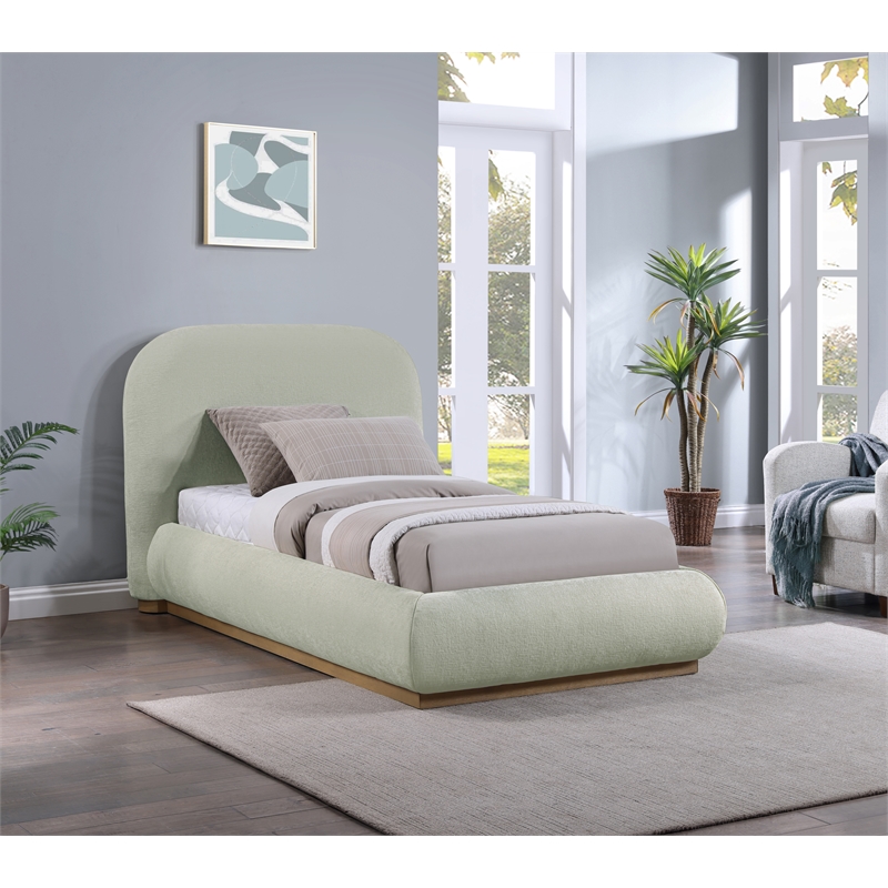 Pemberly Row Modern / Contemporary Mint Soft Fabric Twin Bed