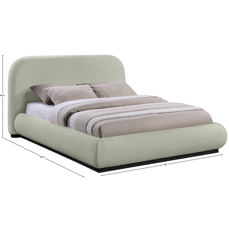 Pemberly Row Modern / Contemporary Mint Soft Fabric King Bed