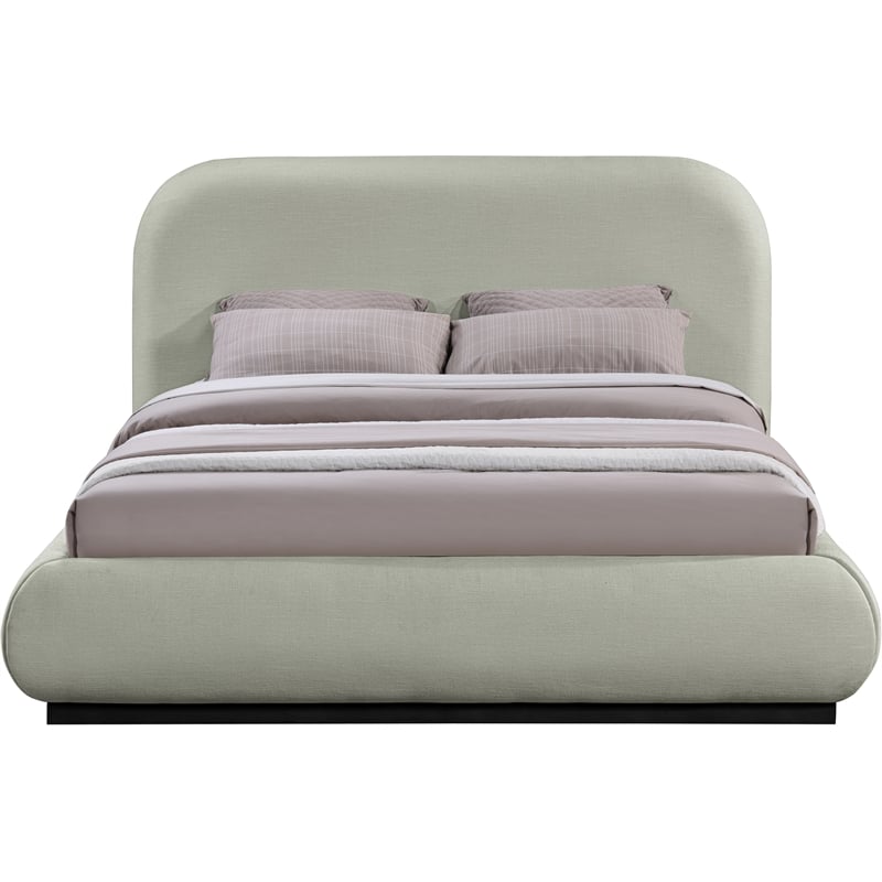 Pemberly Row Modern / Contemporary Mint Soft Fabric Queen Bed