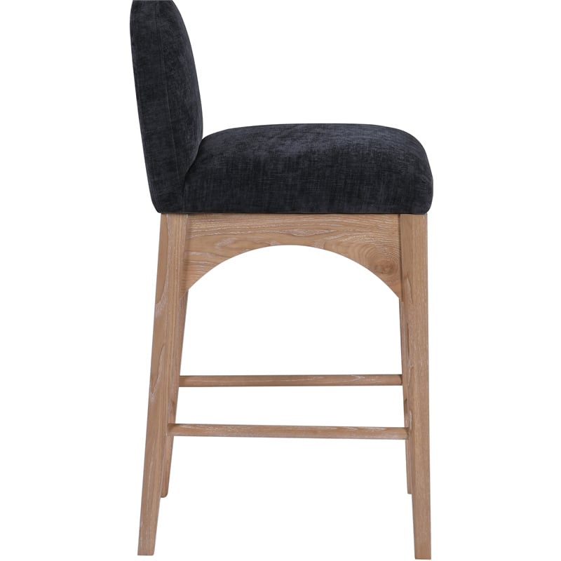 Pemberly Row Modern / Contemporary Black Finish Soft Fabric Stool
