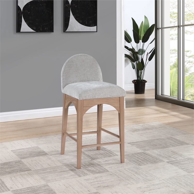 Pemberly Row Modern / Contemporary Grey Finish Soft Fabric Stool