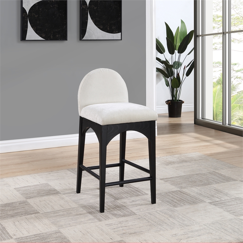 Pemberly Row Modern / Contemporary Cream Finish Soft Fabric Stool