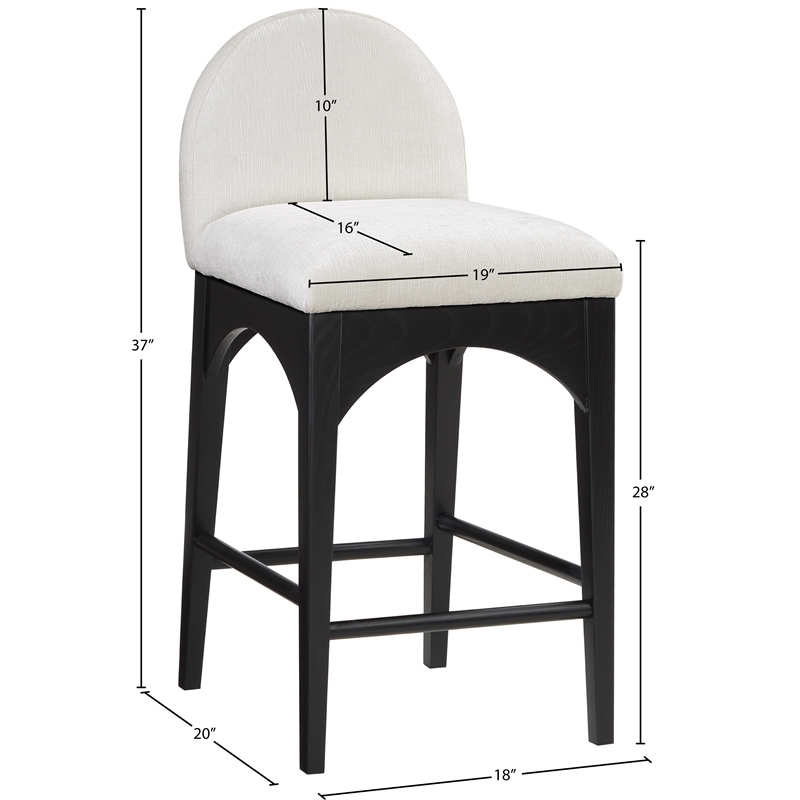 Pemberly Row Modern / Contemporary Cream Finish Soft Fabric Stool