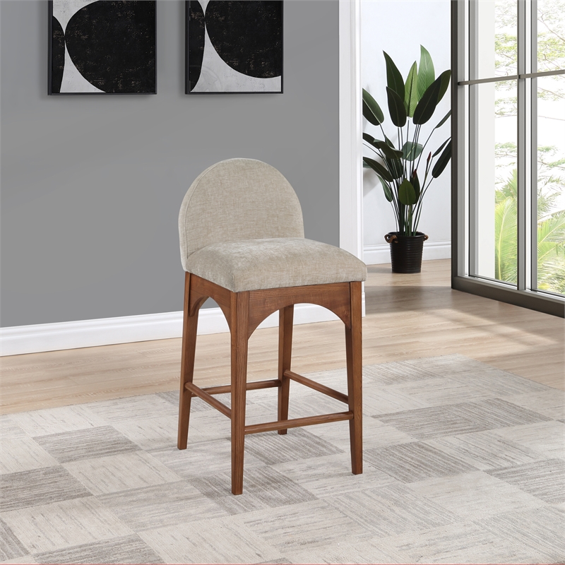 Pemberly Row Modern / Contemporary Beige Finish Soft Fabric Stool