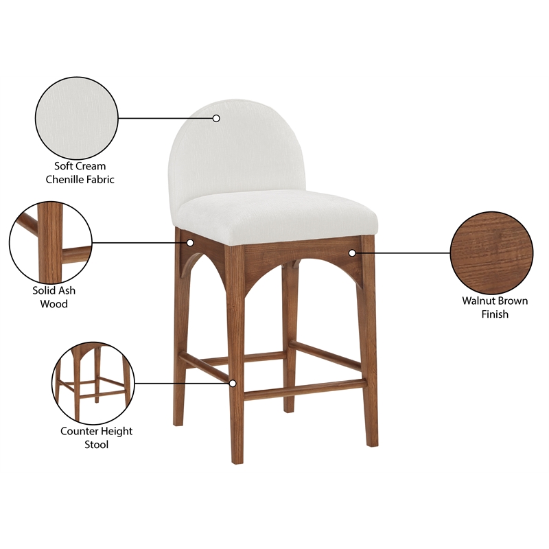 Pemberly Row Modern / Contemporary Cream Finish Soft Fabric Stool