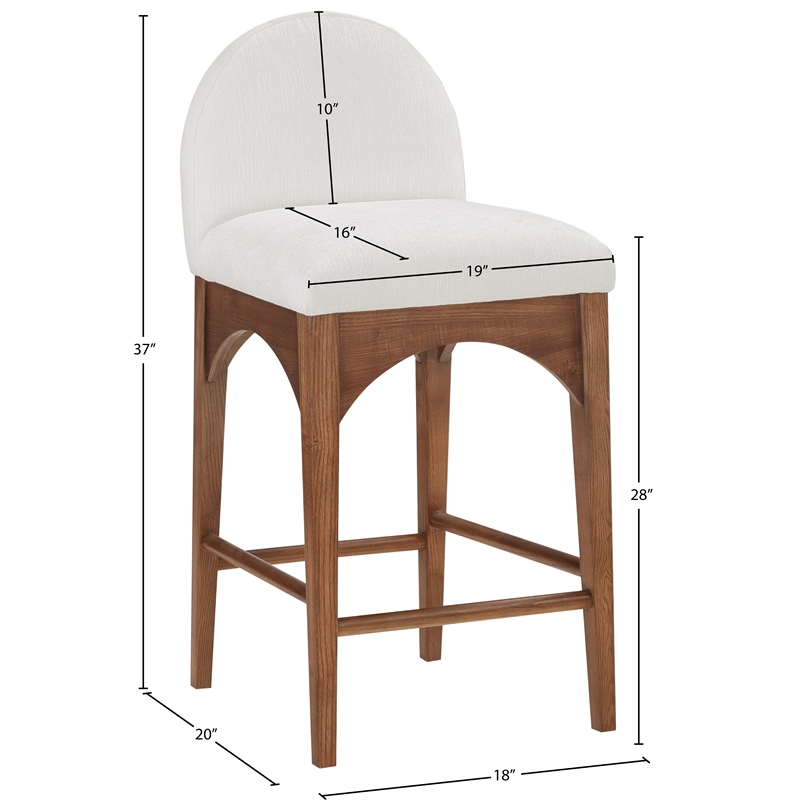 Pemberly Row Modern / Contemporary Cream Finish Soft Fabric Stool