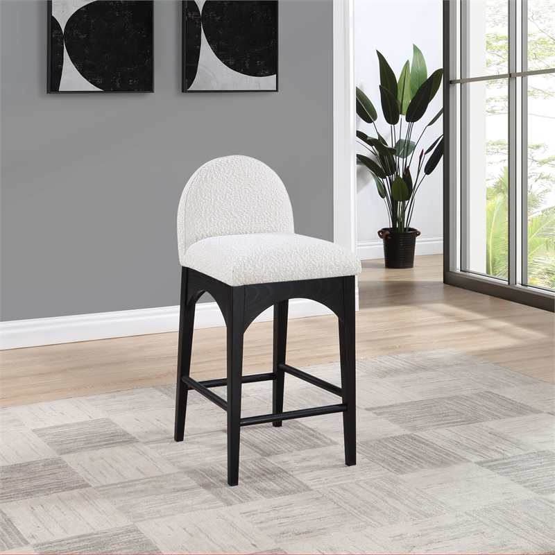 Pemberly Row Modern / Contemporary Cream Boucle Fabric Stool