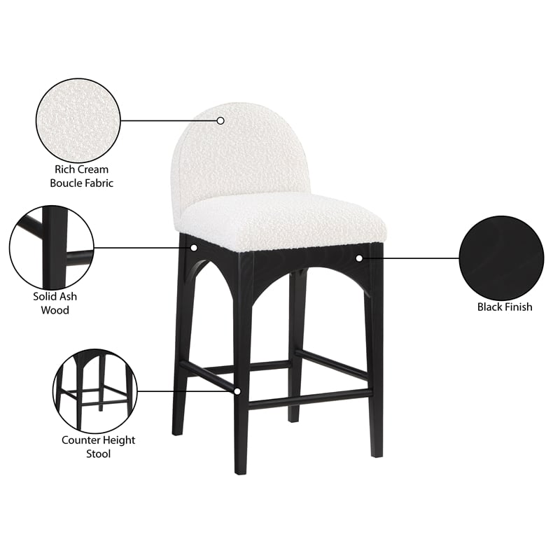 Pemberly Row Modern / Contemporary Cream Boucle Fabric Stool