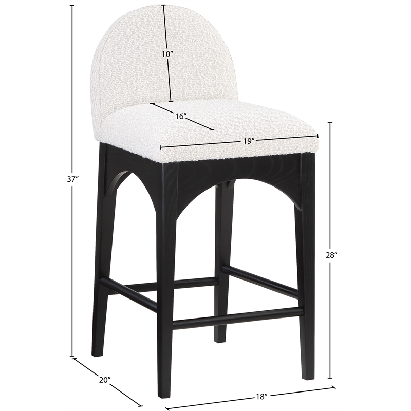 Pemberly Row Modern / Contemporary Cream Boucle Fabric Stool