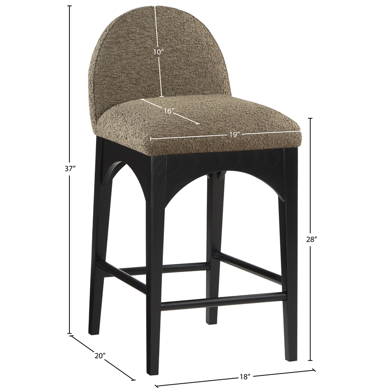 Pemberly Row Modern / Contemporary Olive Boucle Fabric Stool