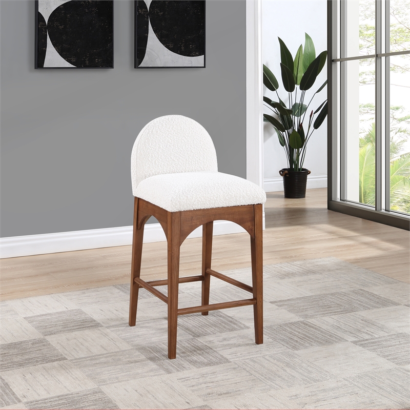 Pemberly Row Modern / Contemporary Cream Boucle Fabric Stool