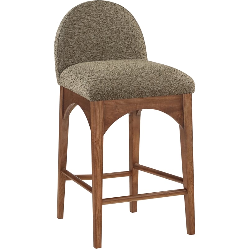 Pemberly Row Boucle Fabric Olive Green Stool Rectangular Counter Height 18