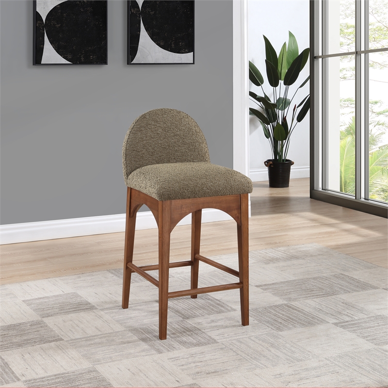 Pemberly Row Boucle Fabric Olive Green Stool Rectangular Counter Height 18