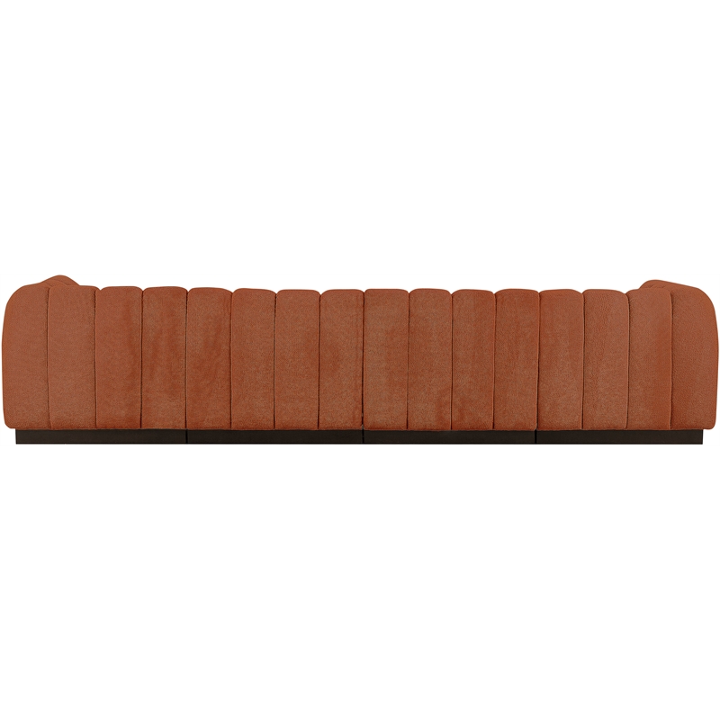 Pemberly Row 4-Piece Contemporary Fabric Modular Sofa in Cognac Orange