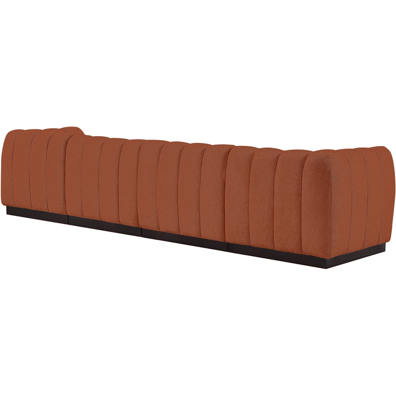 Pemberly Row 4-Piece Contemporary Fabric Modular Sofa in Cognac Orange
