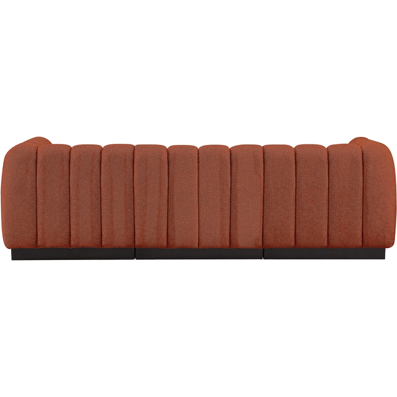 Pemberly Row 3-Piece Contemporary Fabric Modular Sofa in Cognac Orange