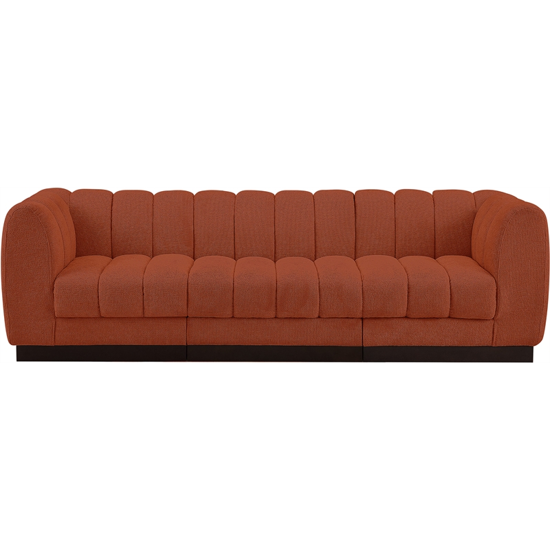 Pemberly Row 3-Piece Contemporary Fabric Modular Sofa in Cognac Orange