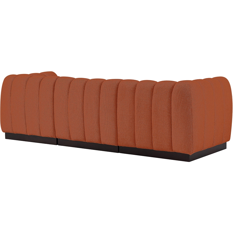 Pemberly Row 3-Piece Contemporary Fabric Modular Sofa in Cognac Orange