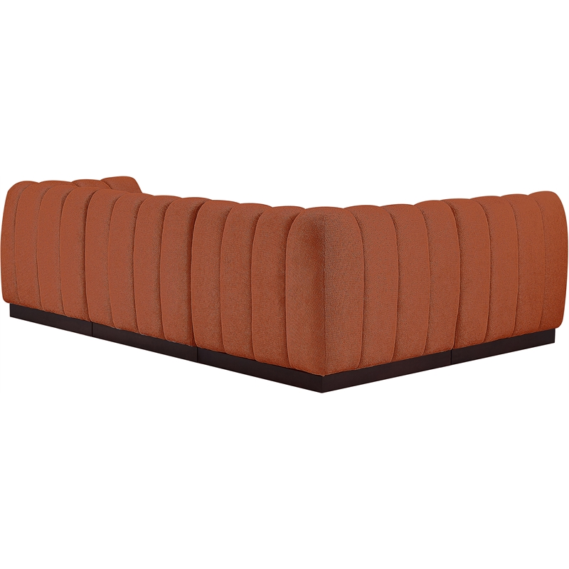 Pemberly Row 4-Piece Contemporary Fabric Modular Sectional in Cognac Orange