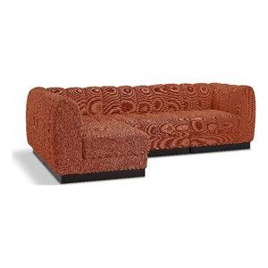 Pemberly Row 4-Piece Contemporary Fabric Modular Sectional in Cognac Orange