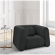 Pemberly Row Contemporary Boucle Fabric Chair with Ball Pillows in Rich Black
