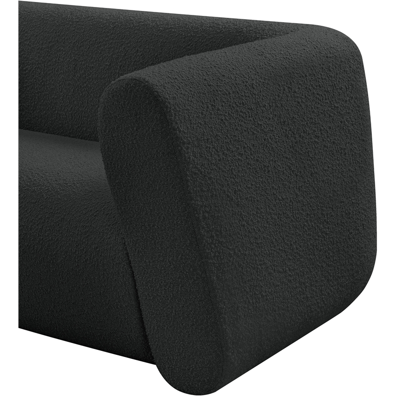 Pemberly Row Contemporary Boucle Fabric Chair with Ball Pillows in Rich Black