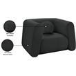 Pemberly Row Contemporary Boucle Fabric Chair with Ball Pillows in Rich Black