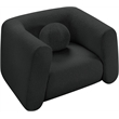 Pemberly Row Contemporary Boucle Fabric Chair with Ball Pillows in Rich Black