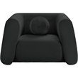 Pemberly Row Contemporary Boucle Fabric Chair with Ball Pillows in Rich Black
