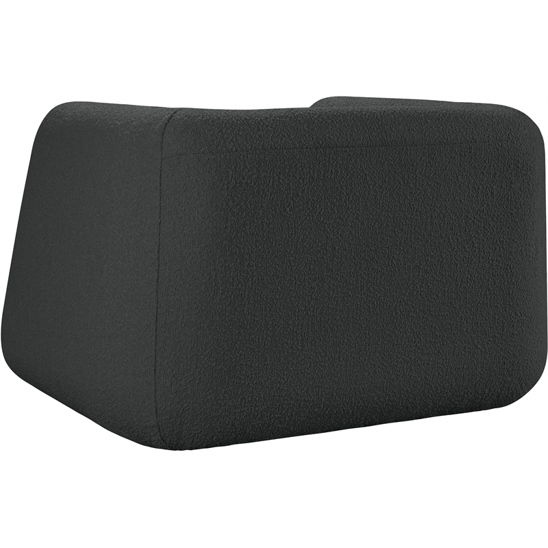 Pemberly Row Contemporary Boucle Fabric Chair with Ball Pillows in Rich Black
