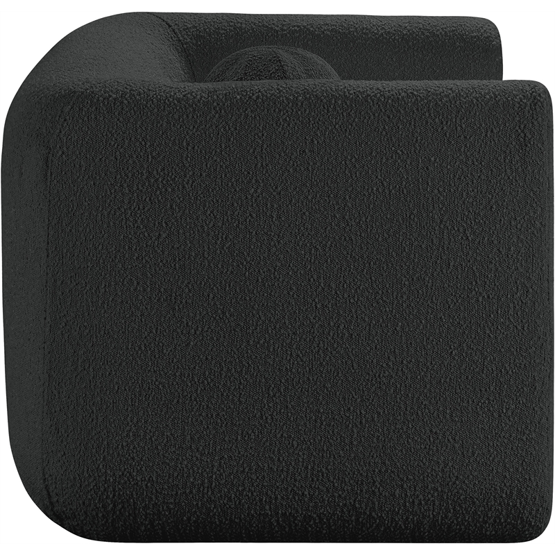 Pemberly Row Contemporary Boucle Fabric Chair with Ball Pillows in Rich Black