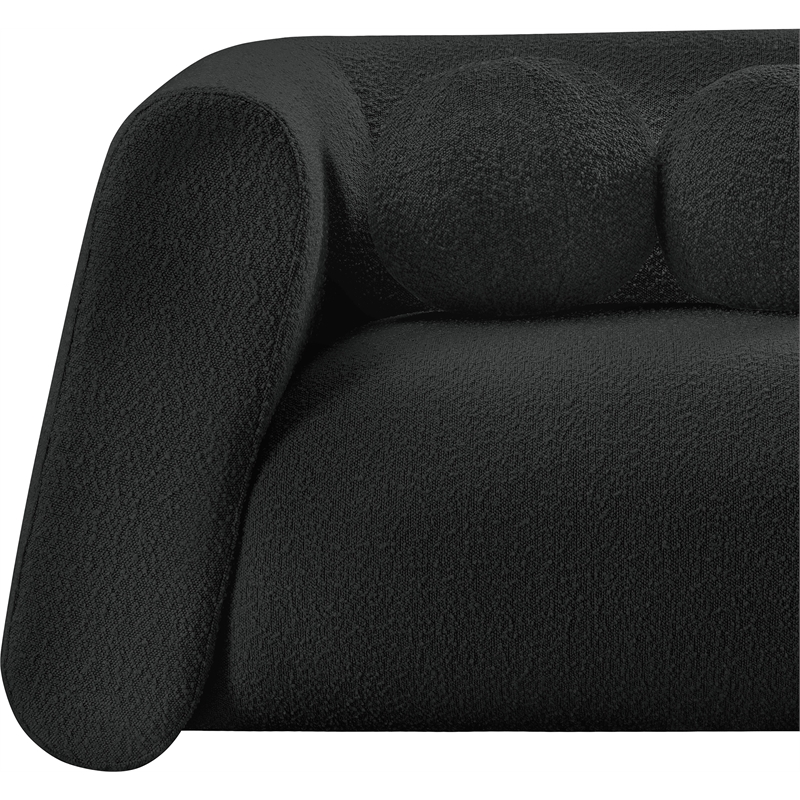 Pemberly Row Contemporary Boucle Fabric Chair with Ball Pillows in Rich Black