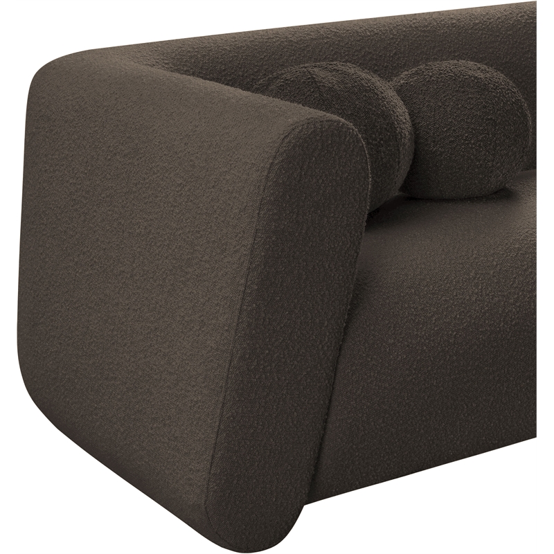 Pemberly Row Contemporary Boucle Fabric Chair with Ball Pillows in Rich Brown