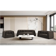 Pemberly Row Contemporary Boucle Fabric Chair with Ball Pillows in Rich Brown